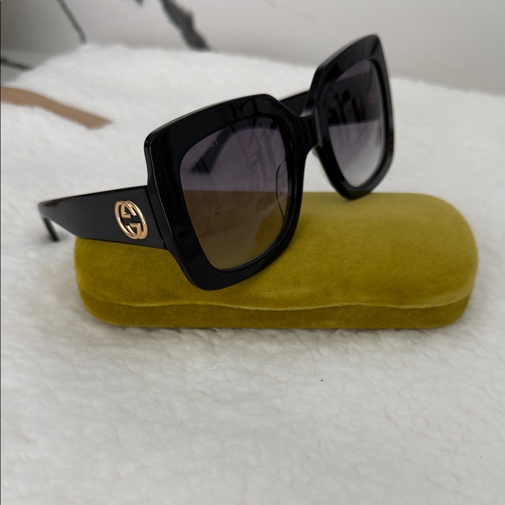 Gucci Black Sunglasses with Gold Accents